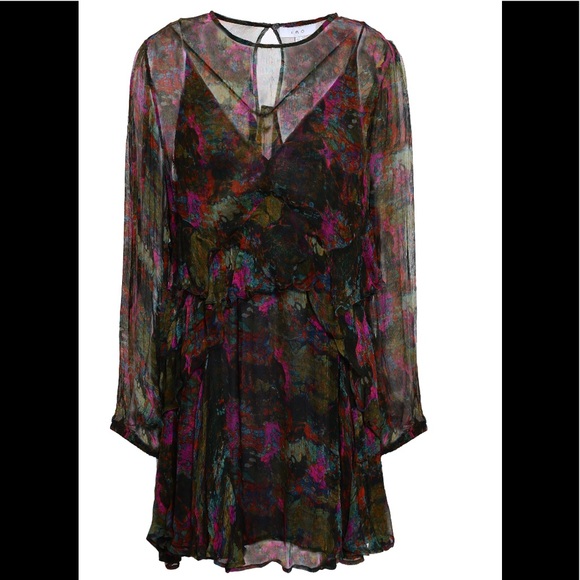 Ruffled Floral Printed Georgette Mini Dress - Picture 2 of 7